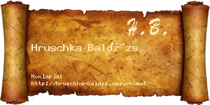 Hruschka Balázs névjegykártya